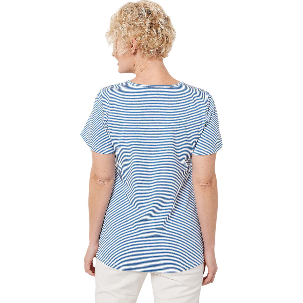 Denim & Co. Yarn Dye Stripe Flutter-Sleeve V-Neck Top Deep Marine - Regular - Picture 2 of 2